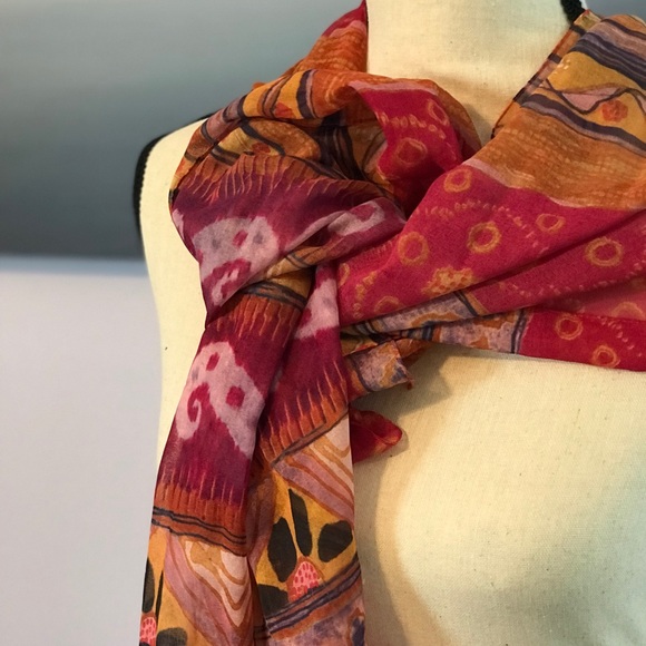 Il Mondo Di Angelo Italian Scarf Pink Orange Gold - Picture 1 of 8